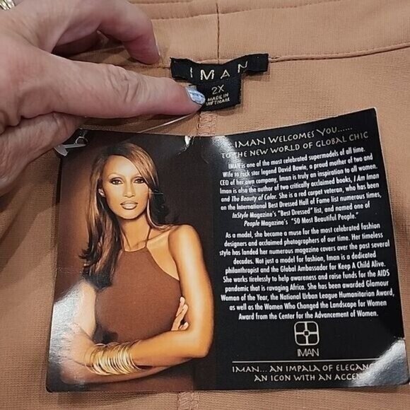 IMAN Jacket Blazer Tan Zipper Accent at Waist Stretch NWT Women's 2X - Picture 3 of 6